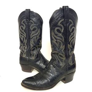 Dan Post Cowboy Boots Winston Lizard Iguana Black Leather Size Mens 7 D